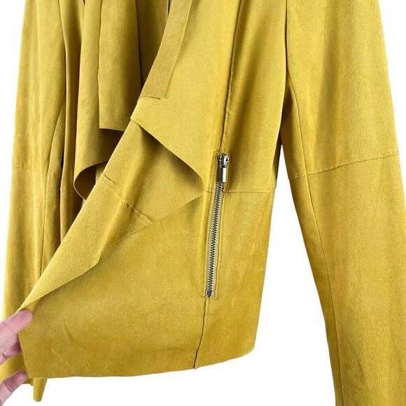 Bagatelle Faux Suede Drape Moto Jacket Blazer Open Front Yellow,‎ Size Small - Picture 8 of 15